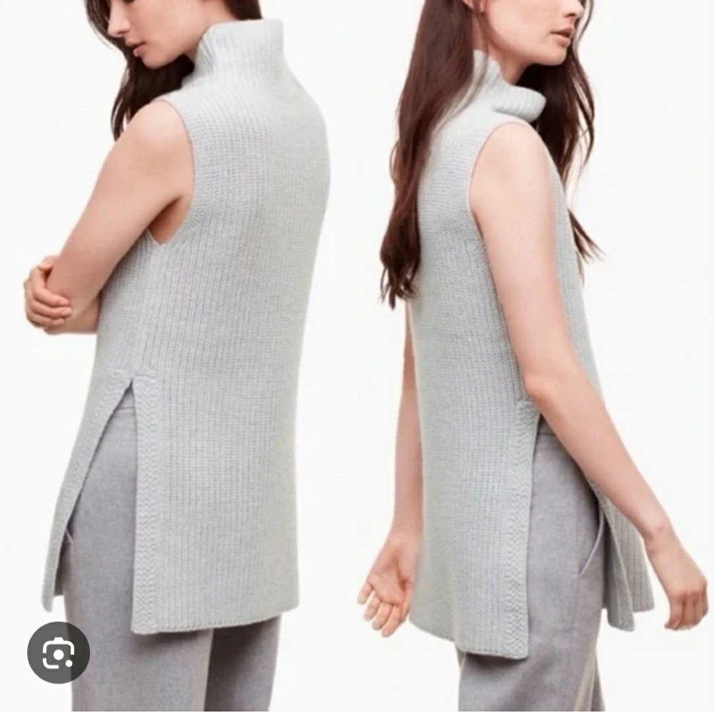 Wilfred Gray Sleeveless Cowl Neck Sweater Vest Merino Wool Sz S Cottagecore